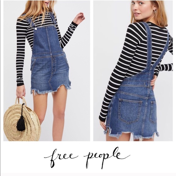 Free People Dresses & Skirts - NWT Free People Torn Up Blue Jean Jumper Dress
